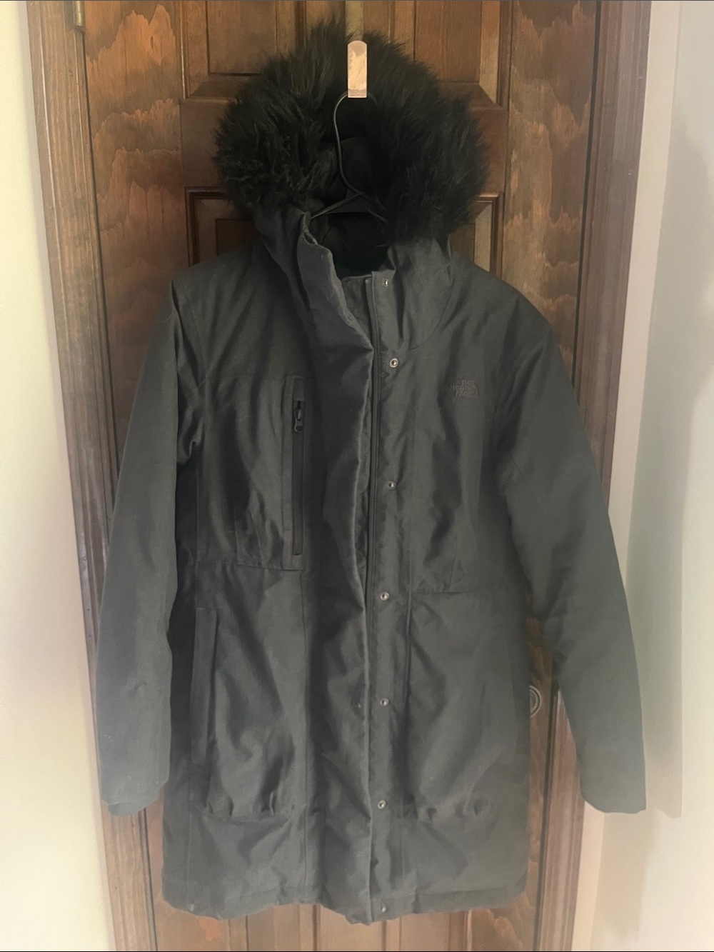 The North Face Black Puffer Parka with removable Faux Fur Hood